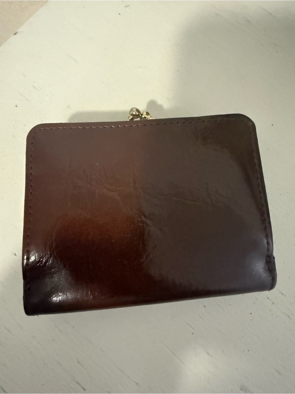 Dooney and Bourke vintage brown leather trifold wallet with kiss lock coin - Picture 2 of 7